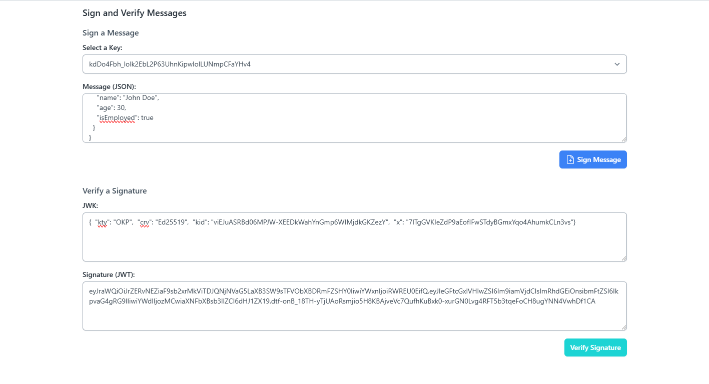image of web wallet message signing